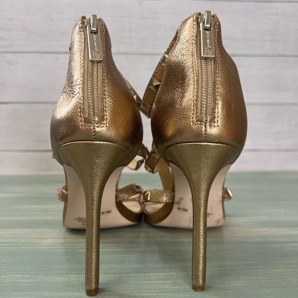 Jessica Simpson Jiria Faux Leather Metallic Gold Studded Zip Back Stiletto 9M 💗 - Picture 5 of 6
